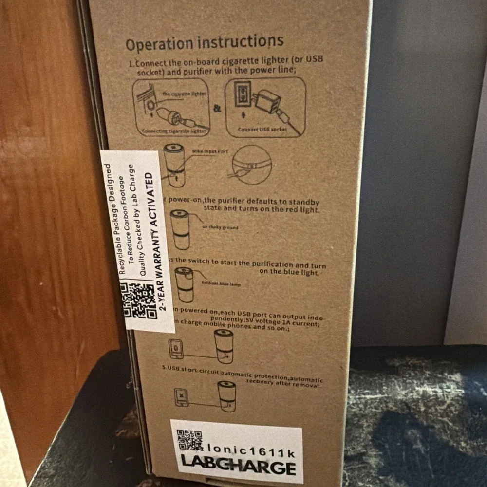New LABCHARGE Ionic 1611K Air Purifier Car Office Home Portable Ionic1611k NIB